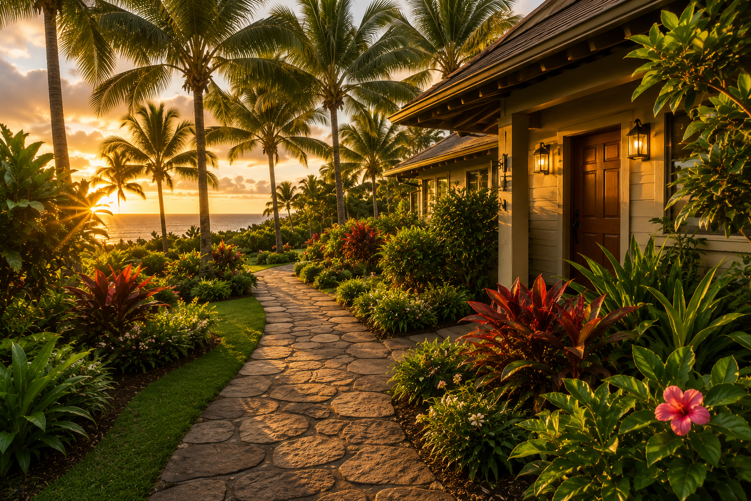Palms, paths & outdoor details